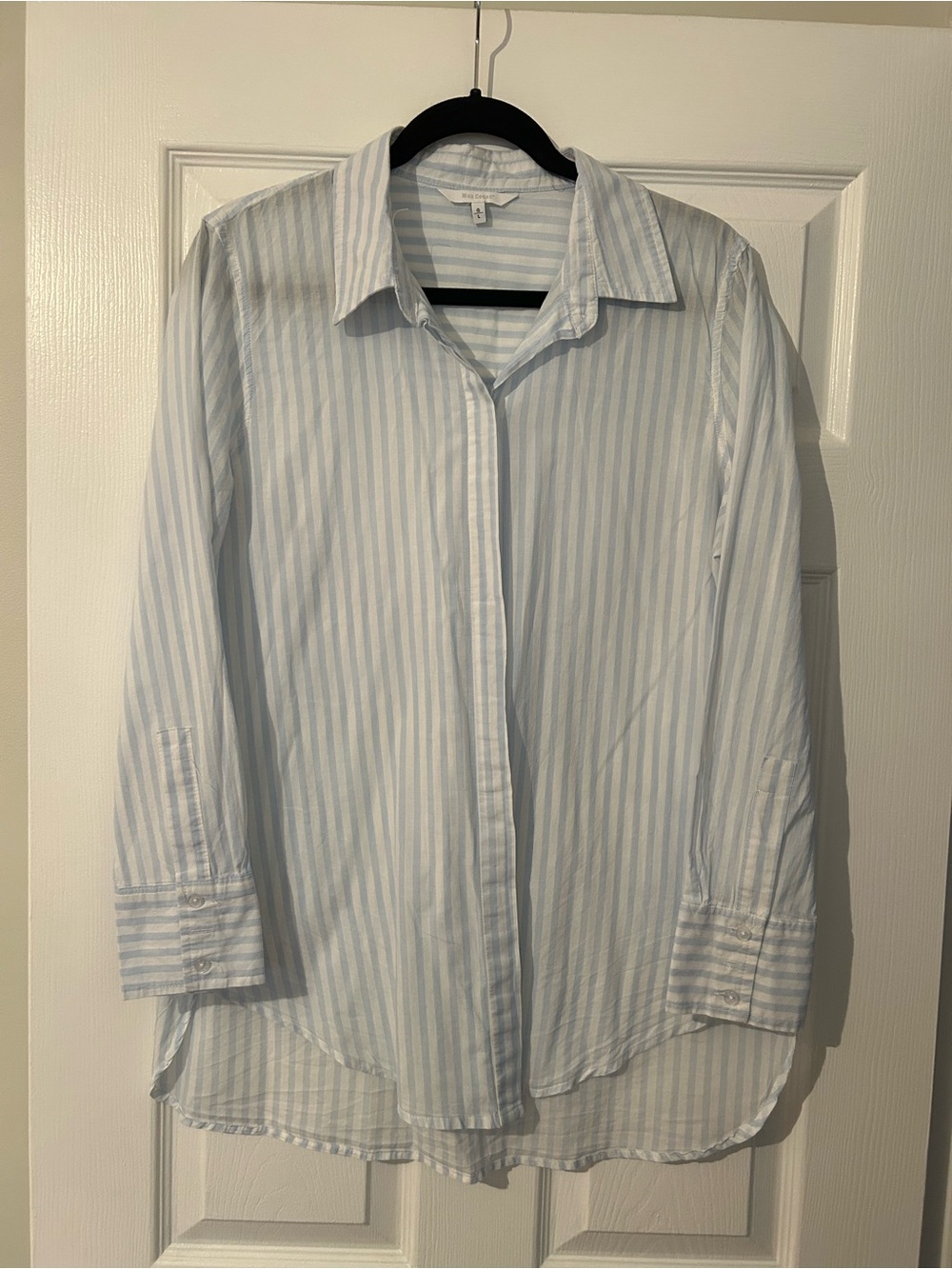 Light Blue Striped Women’s Button-Up Shirt
